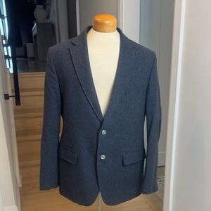 Bugatti Flexcity Blue Charcoal Blazer – Size 42R – Wool Blend Elbow Patch